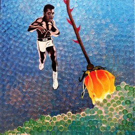 Mulumba Tshikuka: 'ali', 2016 Acrylic Painting, Famous People. Artist Description: Muhammad Ali, American professional boxer...