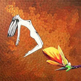 Mulumba Tshikuka: 'fleur fetish', 2015 Acrylic Painting, Portrait. Artist Description: Flower, woman...