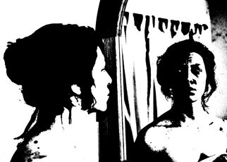 Maciej Wysocki: 'girl in black', 2011 Black and White Photograph, Portrait. girl in black, mirror...