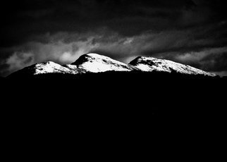 Maciej Wysocki: 'irish mountains in the snow', 2017 Black and White Photograph, Landscape. Ireland, mountains, snow, Donegal, night...