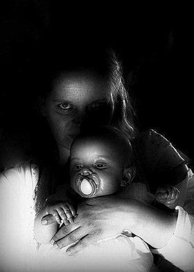 Maciej Wysocki: 'motherhood in black', 2011 Black and White Photograph, Landscape. motherhood , mom, daughter, child, love, care...