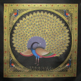 Mayank Salvi: 'GOLDEN PEACOCK', 2015 Other Painting, Birds. Artist Description:  GOLDEN PEACOCK MADE USING REAL GOLD ...