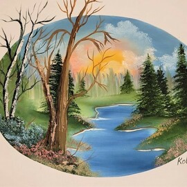 quiet pond painting By Usha Kolpe