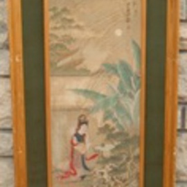 Ghulam Nabi: 'Antique Chinese Painting', 1924 Other Painting, Beauty. Artist Description:     Antique Chinese artwork with signs and stamps. , Antique Chinese, Painting, Beauty Beautiful, Fabric   ...