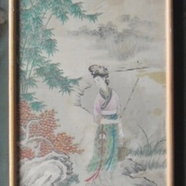 Ghulam Nabi: 'Antique Chinese art work ', 1924 Other Painting, Beauty. Artist Description:   Antique Chinese artwork with signs and stamps. , Antique Chinese, Painting, Beautiful, Fabric ...