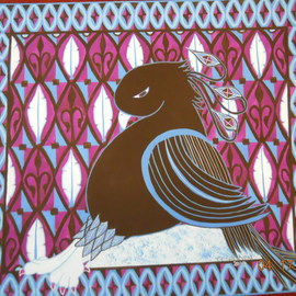Teresa Sherwin: 'Bird with Egg', 2012 Gouache Drawing, Animals. Artist Description:   Gouache on Arches 140 lb. paper.        ...