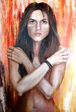 Nadezhda Scherbakova: 'the soul of a hippie', 2019 Other Painting, World Culture. a one- of- a- kind work of artfluid artsmallpainting on canvashippyPainting on Canvasboho stylefolknaked girlportrait of a girlgirl...