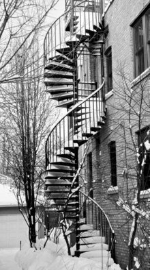Nancy Bechtol: 'CurvesStairsWinter', 2010 Black and White Photograph, Cityscape. Special Edition. Artist print/ signed in 16x20