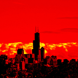 Nancy Bechtol: 'Red Skyline Chicago', 2009 Color Photograph, Landscape. Artist Description:    transformed vision Chicago skyline ...
