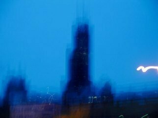 Nancy Bechtol: 'Sears Tower fast glance', 2008 Color Photograph, Abstract Landscape.  Creative spontaneous Sears Tower, interpreted with light and motion ...