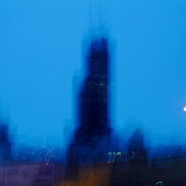 Nancy Bechtol: 'Sears Tower fast glance', 2008 Color Photograph, Abstract Landscape. Artist Description:  Creative spontaneous Sears Tower, interpreted with light and motion ...