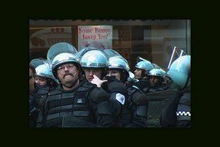 Nancy Bechtol: 'Some Bunny loves you', 2004 Other Photography, People.  Police guarding stores during Antiwar march downtown Chicago ...
