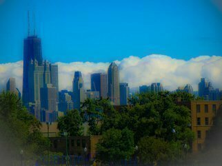 Nancy Bechtol: 'cityBLUEcloudsChicago', 2009 Other Photography, Landscape.  clouds, Chicago, skyline ...