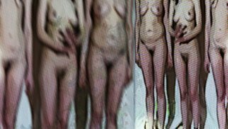Nancy Bechtol: 'tres muses ', 2013 Other Photography, nudes.  Limited edition of 10 Durst Lamda print mountlaminated matte on aluminum substrate.  museum quality collector edition available.  experimental photo of women, based on an orginal photosizes inquire for more infoready to hang.  frameless. ...