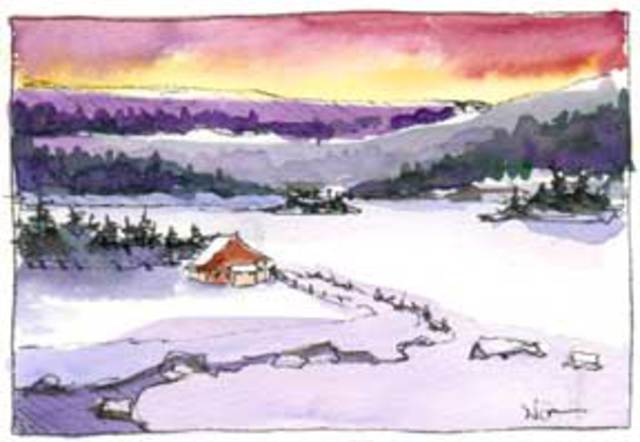 Artist Nancy Overbury. 'House On Black Lake' Artwork Image, Created in 2002, Original Watercolor. #art #artist