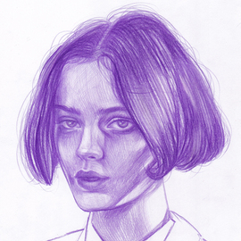 Anastasia Terskih: 'poison', 2020 Pencil Drawing, Portrait. Artist Description:  Poison - Women Portrait  UNFRAMED - Color Pencil on paper- Format A4 21x29,7 cm- Anastasia Terskih- Riga, Latvia...