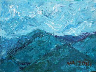Zsuzsa Naszodi: 'Landscape at the Danube bend  1 ', 2010 Acrylic Painting, Landscape.  This is a part of the view from my land. ...