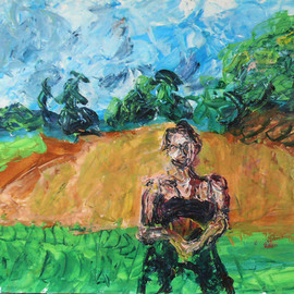 Zsuzsa Naszodi: 'Landscape with girl', 2010 Acrylic Painting, Landscape. 