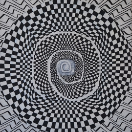 Natalia Sofyina: 'Spiral of Time', 2012 Oil Painting, Geometric. Artist Description:   geometric, abstract, painting, oil on canvas, geometric abstraction, black and white, optical illusion, flat, composition, checkerboard   ...