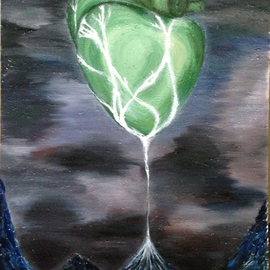Natalia Verba Artwork Human Heart Is a Factory Recycling Tears of God, 2015 Oil Painting, Love