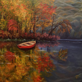 Natalie Demina: 'berth in autumn', 2021 Oil Painting, Nature. Artist Description: Painting, Oil Coloron Canvas2020Biafarin Artwork Code: AW127423864Your boat is moored  What a riot of colors you can see in the fall and you want to breathe in this slightly cool air, painted with the bright palette of the surrounding nature. . . And there, on the ...