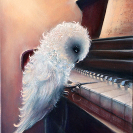 Nataly Kartseva: 'owl', 2018 Oil Painting, Birds. Artist Description: owl, ND3/4D2Ddeg, D? D,DdegD1/2D,D1/2D3/4, piano...
