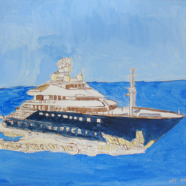 Nat Solomon: 'Nats Dreamy Luxury Boat', 2011 Mixed Media, Sailing. Artist Description:  Seascape, Nautical, Luxury boat ...