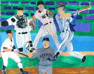 Nat Solomon: 'The Yankees Fabulous Five', 2011 Mixed Media, Sports.   Yankee 5, mixed media, fun art ...
