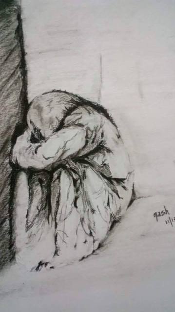 Artist Neetasha Joshi. 'Tired' Artwork Image, Created in 2016, Original Drawing Charcoal. #art #artist