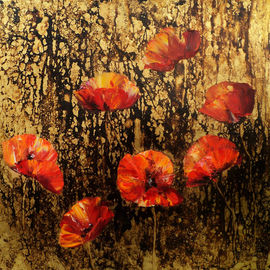 poppies in gold By Nelu Gradeanu