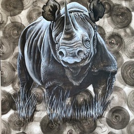 Leonardo Contreras: 'legacy of the rhino', 2019 Acrylic Painting, Animals. Artist Description: piece inspired on influencing the preservation of an endangered species. ...