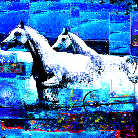 Nest Lopes: 'Horses from the azure', 2013 Digital Painting, Animals. Artist Description:  From the series, 
