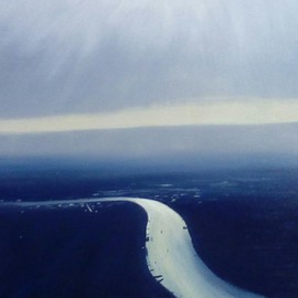 Terry Dower: 'Aerial Nocturne, Brisbane River', 2015 Oil Painting, Impressionism. Artist Description:   A Study. ...