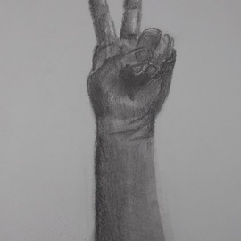 Nicole Pereira: 'Human Spirit', 2012 Pencil Drawing, Inspirational. Artist Description:  V sign, hand, protest, peace, victory, revolution, independence ...