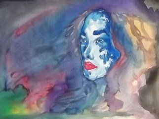 Nicole Pereira: 'Lady In The Mist', 2013 Watercolor, Abstract Figurative.  