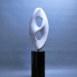 Leslie Dycke: 'kensho', 2017 Marble Sculpture, Buddhism. Artist Description: Kenhso is representative of the concept of enlightenment.  Like the human mind it exists in a confined area yet is infinite within.  The sculpture illustrates this by being limited on the outside but within exists a Mobius forma one- sided surface that curves bask upon itself.  Mathematically this ...