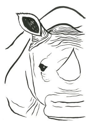 Niina Niskanen: 'rhino', 2017 Ink Painting, Animals. Rhinos represent wisdom and solitude. They have a very close connection to the ancient wisdom of the soul. Did you know that rhinos have been walking a long time on this earth  The ancestors of first rhinos existed already during the Eocene epoch  56aEUR