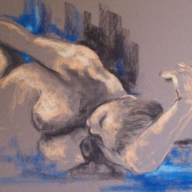 Nicole M. Mathieu: 'Model resting on her left arm', 2004 Other Drawing, nudes. Artist Description:   Soft pastel on canson paper                       ...