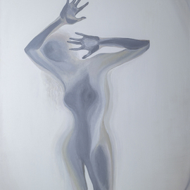 Natia Khmaladze: 'Sometimes', 2012 Oil Painting, People. Artist Description:  silhouette female figure woman shadow glass crying sad melancholy rebellion broken elegant oil on canvas modern art  ...
