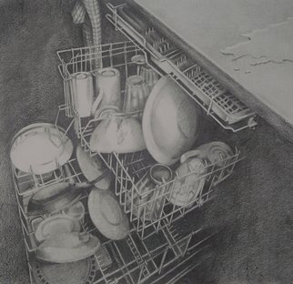 Nora Meyer: 'Dirty Job', 2008 Pencil Drawing, Interior.  graphite pencil on paper ...
