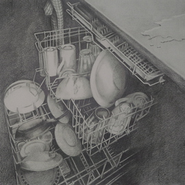 Nora Meyer: 'Dirty Job', 2008 Pencil Drawing, Interior. Artist Description:  graphite pencil on paper ...