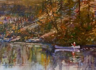 William Christopherson: 'Adirondack Mountains High Peaks Canoe ADK', 2013 Watercolor, Landscape.   Title: 
