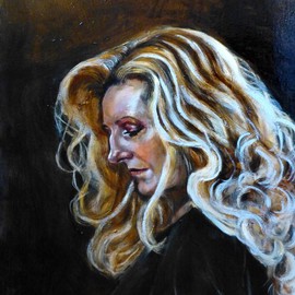 Renuka Pillai: 'Rhoda', 2014 Oil Painting, Beauty. Artist Description:      figurative       portrait, profile blonde, beauty   ...