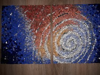 Natalija Zabav: 'birth one two', 2018 Mosaic, Space. this mosaic is made from very small pieces of mosaic glass, smalti, mirror.  It s not framed, nor is it ready to hang on the wall.  The picture frame as well as the frame is available to the customer s wishes.  The mosaic represents the birth of the galaxy, life.  ...