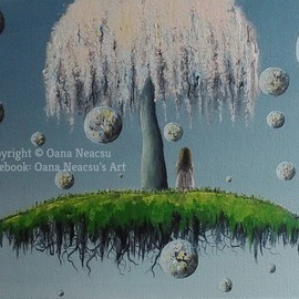 Oana Neacsu: 'Through a childs eyes', 2018 Acrylic Painting, Spiritual. Artist Description:  Through a childs eyes is a unique painting made by Oana Neacsu in acrylic on canvas plywood resistent plywood with canvas on it , 20x30 cm.  This is another scene from my imagination representing the innocence of a childs perspective.  The painting will be framed.  You can find me ...