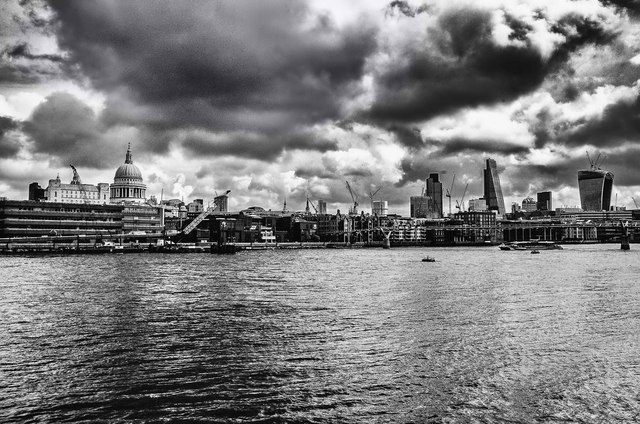 Des Byrne  'London Skyline', created in 2015, Original Photography Black and White.