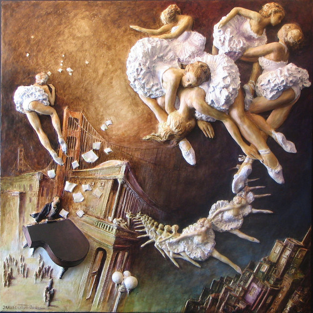 Artist Janusz Obst. 'San Francisco Absent Symphony' Artwork Image, Created in 2007, Original Bas Relief. #art #artist