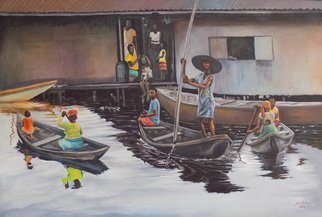 Smith Olaoluwa: 'makoko ilaje riverine', 2019 Oil Painting, Rural. Title Makoko Ilaje RiverineArtist Olaoluwa Smith Medium Painting - Oil On Canvass...