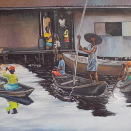 Smith Olaoluwa: 'makoko ilaje riverine', 2019 Oil Painting, Rural. Artist Description: Title Makoko Ilaje RiverineArtist Olaoluwa Smith Medium Painting - Oil On Canvass...