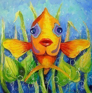 Olha Darchuk: 'fish angel', 2017 Oil Painting, Animals. Fish angel oil painting , unframed since the edges are painted 100   handmade with palette knife and high quality oil , for interior or for gift. Decorate your interior and for a long time will give joy to you and your family. Ready to hang. ...